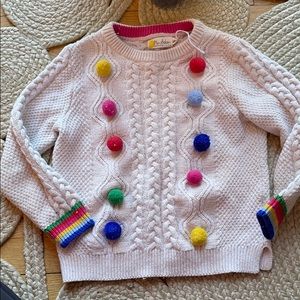 Boden Rainbow Pom Cable Sweater